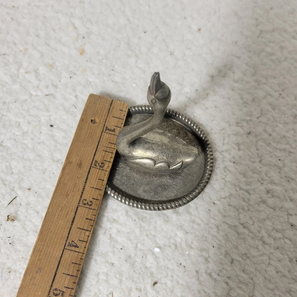 Vintage Silver Plated Swan Ring Holder Trinket Dish Hong Kong Jewelry Stand